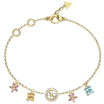 GUESS Armband Secret Garden Flower Charms Bracelet Yellow Gold/Multicolor goldfarben