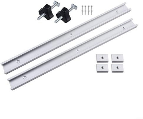 Aluminium Alloy T Slot Rail Set with Handle and Sliders for Woodworking and Metalworking Tool Fixtures on Workbench and Jigs (400mm（16inch）)