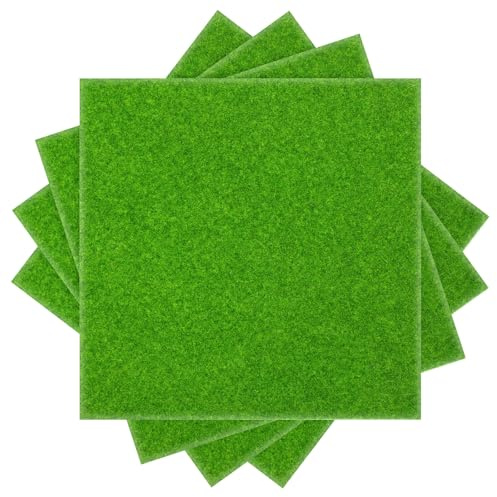 Ouligay Lot de 4 pelouses artificielles décoratives - 20 x 20 cm - Gazon artificiel miniature pour bricolage miniature pelouse miniature jardin ornement modélisme pelouse fausse herbe décor pour