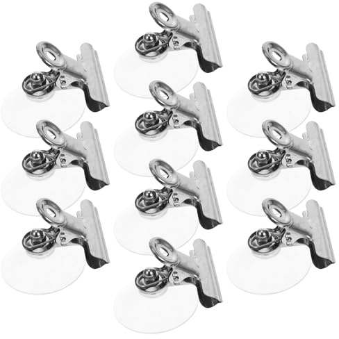Générique Lot de 10 Pinces à Ventouse Métalliques 4,1 CM pour Rideaux et Crochets, Fixation Robuste pour Fenêtres et Réfrigérateur