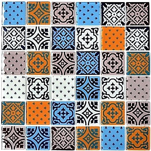 Piastrelle in vetro effetto mosaico, in stile vintage, traslucido, bianco, blu, arancione, grigio, effetto cristallo, per parete, bagno, doccia, cucina, specchio, rivestimento per pareti e pareti