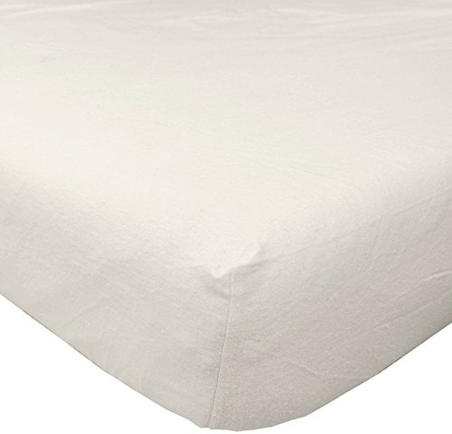 HOMESCAPES Luxury Flannelette Cream Brushed Cotton Fitted Sheet, Heavy weight 160gsm 100% Cotton, Double