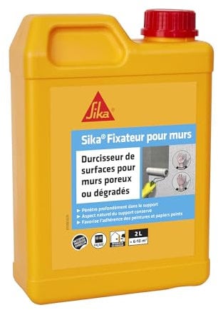 SIKA - Durcisseur de surfaces, antipoussière, sur murs poreux - Sixa Fixateur pour murs, Blanc - Intérieur/Extérieur - Favorise l'adhérence des peintures et des papiers peints - 2L