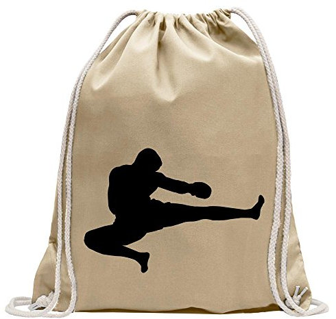 Kiwistar - Turnbeutel - natur - Kampfsport Karate Judo Kung - Fun Rucksack Sport Beutel Gymsack Baumwolle mit Ziehgurt