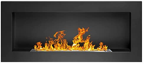 Bio Ethanol Fire BioFire Fireplace Modern 900 x 400 Black Wall - Mounted Alcohol Fireplace