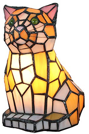 Tokira Tiffany Cat Schreibtischlampe Stained Glass Nachttisch Art Deco Lampe