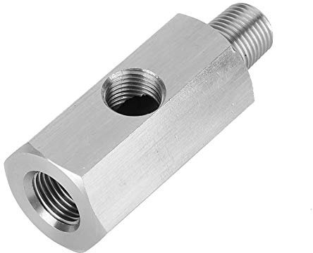 KIMISS Oil Pressure Sensor Adapter Tee Stainless Steel Oil Pressure Gauge Adapter M10*1.5 Oil Pressure Sensor Adapter Tee to NPT Adapter Turbo Supply
