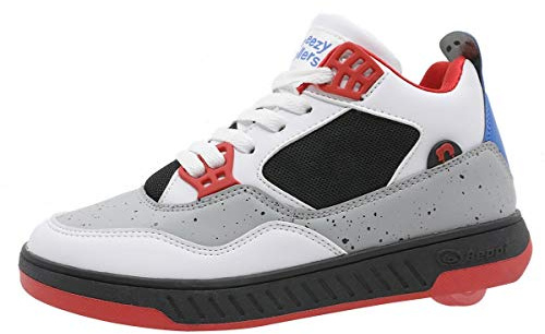 Beppi Roller Sneakers for Girls & Boys –Skate Shoes with Wheels White/Gray, Size 12.5