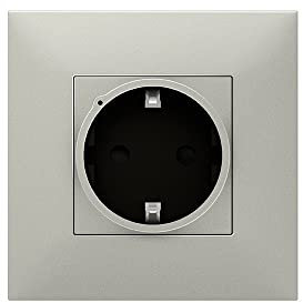 Base de courant 2P+T pour commande d'équipements électriques à distance, modèle Valena Next, couleur aluminium, 6 x 8,5 x 8,5 cm (référence : Legrand 741841)