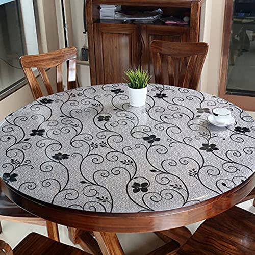 zhijiaqian456 PVC Mantel de Mesa patrón Esmerilado 2mm Papel de Mesa Redondo Cristal Claro Mantel Mate Impermeable Duradero (110cm,Transparent - Rund)