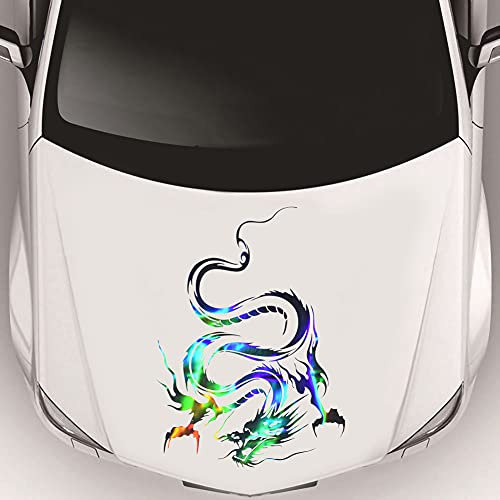 Blueshyhall Drachen Aufkleber Auto Reflektierend Bunt Lasor, 3D Drachen Aufkleber Groß Motorhaube Seitenaufkleber, Auto Tattoo Aufkleber Drache, Car Sticker Dragon Cool Aufkleber Auto Tuning für Auto