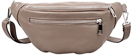 Marco VENEZIA Bauchtasche Damen, Handtasche Damen, Umhängetasche Damen, Crossbody Bag Damen, Handtasche damen Umhängetasche, Gürteltasche Damen (Taupe)