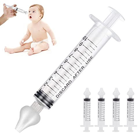 4 Stück Nasenspüler, Nasenspüler mit Spritze, Nasendusche Set Nasenreiniger für Neugeborene, sicher und komfortabel, ungiftig und geschmacksneutral, wiederverwendbar sicherer Nasenreiniger