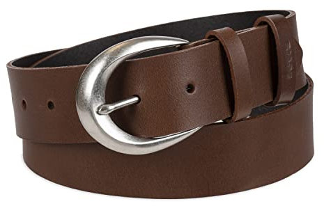 Levi's Lässiger Damen-Jeansgürtel aus weichem Leder mit abgerundeter Schnalle, Braune Schlaufe, S