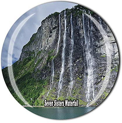 Kühlschrankmagnet mit sieben Schwestern, Wasserfall, Norwegen, Kristall, Touristen, Souvenir, Geschenk-Kollektion, Kühlschrank-Magnet-Aufkleber