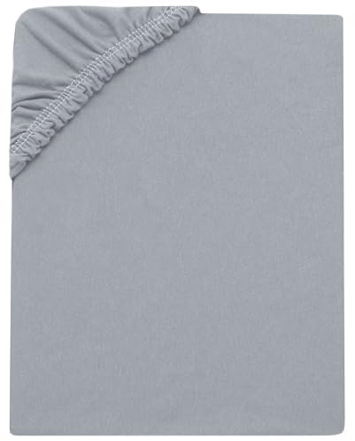 ZOLLNER Spannbettlaken in 180x200cm - Matratzenhöhe bis 20cm - Baumwolle - mit praktischem Gummizug - waschbar bis 60°C - in grau - Oeko Tex® Zertifiziert