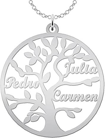 Collar Árbol de la Vida Personalizado con Nombres en Plata de Ley — Hasta 9 Nombres — Regalo Emotivo para Mamá y Abuela — Colgante Familia Mujer — Mi Joya Personalizada