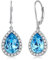 Damen Ohrringe Silber 925 Hängend - Tropfen Blau Modeschmuck Lang Weißgold Ohrstecker