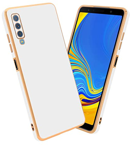 Cadorabo Hülle kompatibel mit Samsung Galaxy A7 2018 Schutzhülle TPU Silikon Case Liquid Design mit Kameraschutz Slim Kratzfest Weiche Gummi mit Rundumschutz Case Hülle für Galaxy A7 2018 in Weiß