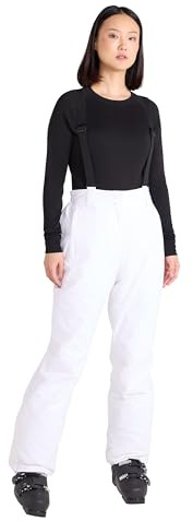 Mountain Warehouse Moon Womens Ski Pants - Isotherm, Microfibre Insulated & Snowproof Trousers, Adjustable Waist & Detachable Braces - for Skiing, Snowboarding White Women's Size 6