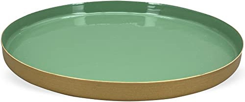 matches21 - Bandeja decorativa redonda con borde dorado (metal, 20 x 2 cm), color verde