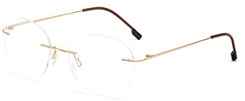 KoKoBin Round Randlos Lesebrille super Light Titanlegierung Lesehilfe für Damen und Herren (Gold, 3, diopters)