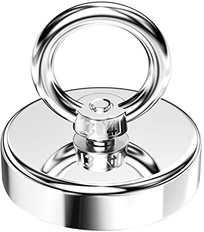 Relota Neodym Ösenmagnet 130 Kg Haftkraft, Durchmesser 60 mm Super Stark Neodymium Magnet Haken, Magnethaken Zum Magnetfischen, Multifunktions Senkkopf Topfmagnet mit Öse, Suchmagnet Bergemagnet