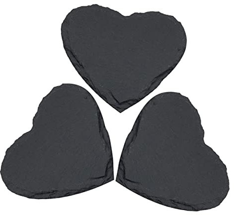 UPKOCH Heart Plate Dishes 4 Inches Black Natural Rock Insulated Plate Set for Dinner Dessert Serving