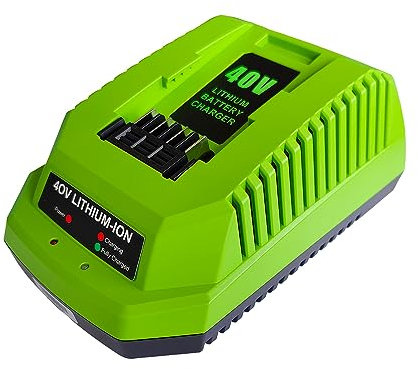 Aunstarwei 40V 2A Replacement Battery Charger for Greenworks 40V Lithium Ion Batteries 29482, 29462, 29472, 2901319, 2938302, BAF702, L-300, BAF704, BAF705, G-MAX Power Tools 29252, 20202, 22262