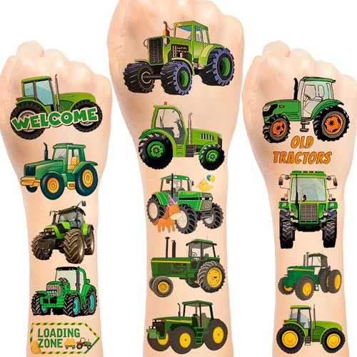 24 Blatt (144 Stück) Traktor Temporäre Tattoos Traktor Party Favors Traktor Thema Geburtstag Party Supplies Dekorationen für Kinder Jungen Mädchen Preise Weihnachtsgeschenke Goodie Bags Stuffers