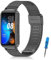 MIJOBS Armband Kompatibel mit Huawei Band 10/9 / 8 Armbänder Edelstahl Metallarmbänder für Männer, Frauen Uhr Ersatzarmband, Schwarz
