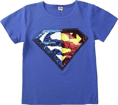 bnq Jungen T-Shirt aus Baumwolle mit Pailletten, Schwarz , S