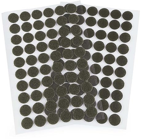 60 Klettpunkte 15mm Klettband-Punkte Klebepunkte Klettverschluss selbstklebend, Farbe:dunkelkhaki