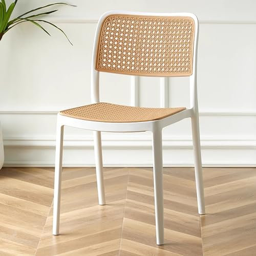 WestUx Sillas apilables de Interior de plástico de ratán,Sillas de Comedor Retro de Mediados de Siglo Silla Lounge para Eventos para Cocina y Comedor,A,45x50x80cm(18x20x31inch)
