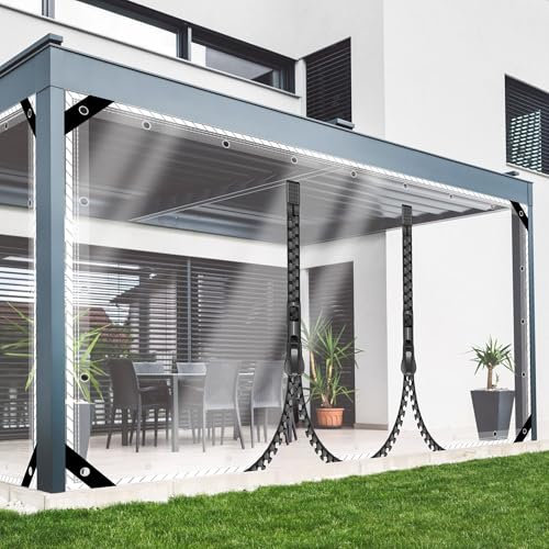 SSFMSF Transparente Plane, Transparente Plane Mit LöChern Durchsichtig Seitenteile Hat Zwei Reißverschlüsse AußEnbereich Faltbar Uv-BestäNdig Pflanzenisolierung. (3 * 4.5m|400g/m²)