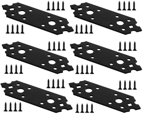 6 Unidades de Conectores Planos de Madera, Placas de Conexión de Metal, Placas Perforadas, placa plana negra para reparaciones y fijaciones de madera, Vintage, 130x40x2.5mm
