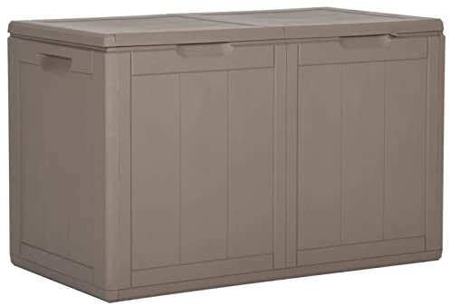 LAPOOH Garten-Aufbewahrungsbox 180 L, Kissenbox Garten Wasserdicht, Box Für Gartenauflagen, Auflagenbox, Gartentruhe, Gartenkiste,Braun PP Rattan