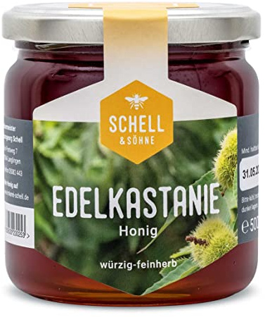 Deutscher Edelkastanienhonig 500g - Imkerei Schell - flüssiger Honig aus eigener Produktion - 100% Deutscher Honig