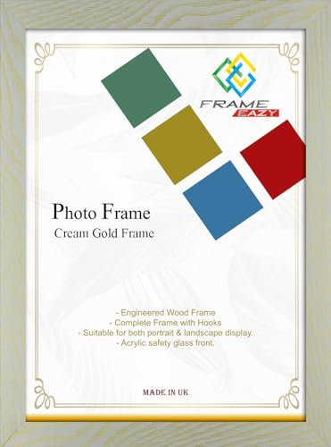 Modern Cream Gold A3 Picture Frame In Multiple Colours & Sizes - Frame With Safe Perspex Front & Wall Mounting - A3 Photo Frame (29.7 x 42.0 cm)