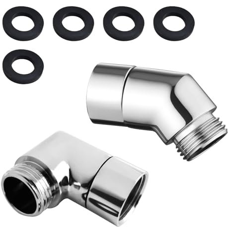2pcs Hand Shower Adapters 90 Degrees + 135 Degrees, Corner Piece Shower Head for Hand Shower, Corner Piece for Hand Shower Movable Shower Arm Connector