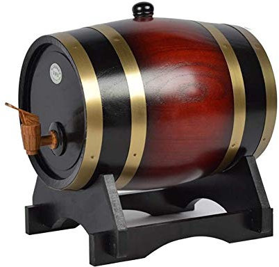 Flaschenregal, Weinregal, Weinglashalter, Whiskey-Fass-Spender, Eichen-Alterungsfässer, Home-Whisky-Fass-Dekanter für Wein, Spirituosen, Bier und Likör, 5 l, Retro-Farbe