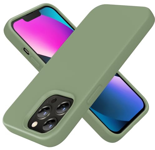 TIIXXE Silicone Case Compatible with iPhone 13 PRO Case Soft Ultra Slim Protective Shockproof Liquid Silicone Phone Case,Anti-Scratch Microfiber Lining, 6.1 matcha green