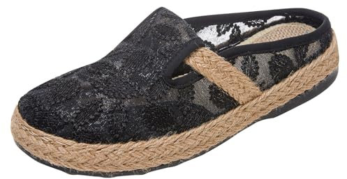 Sommer-Slipper aus gewebtem Leinen für Damen im Halbpack mit Ethno-Stickerei S Schuhe Damen Rot (BK1, 40)