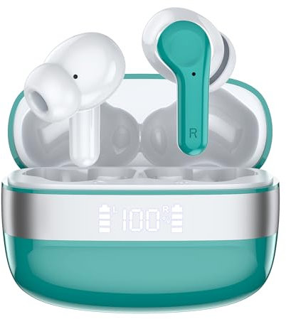 OWMSIC Cuffie Bluetooth, Auricolari Bluetooth 5.3 Stereo HiFi con 4 HD Mic, 48Ore Cuffie Wireless In Ear con ENC Cancellazione Rumore, LED Display, IP7 Impermeabili Cuffiette Bluetooth Touch Control