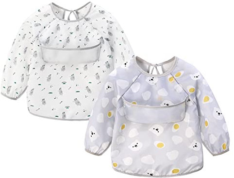 Wasserdichte Fütterlätzchen Baby Lätzchen mit Ärmel Mädchen Junge 2PCS