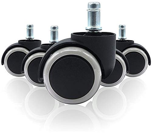 GLJTUO Bürostuhlrollen, Ersatzrollen, 48 mm Universal-Drehstuhlrollen aus Polyurethan, auswechselbare Ersatzrollen für Möbel, Standardschaftgröße 11 x 20 mm, 5 Stück,