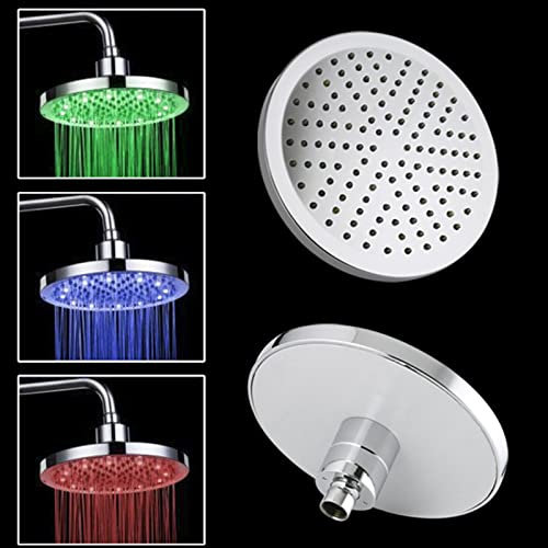 Shower Head LED-Duschkopf, Regenduschkopf, runder Regenduschkopf, wassertemperaturgesteuert, 3 Farben, automatisch wechselnde Lichter, Hochdruck-Duschkopf, ABS-Duschkopf mit S Shower Head