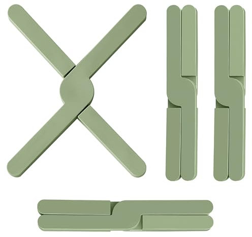 SANTUO 4 Pack Folding Silicone Trivet Folding Pot Stand with Non-Slip Pot Holder Heat Resistant Surface, Ideal for Kitchen Table Countertop Protection, Perfect for Hot Pans, Cups, Dishes Plates