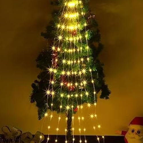 Waterfall Christmas Tree Lights, Fairy Tree Lights for Weddings 6.56ft 9 Wires | Cascading Lights for Christmas Tree, IP44 Waterproof, Waterfall Tree Lights