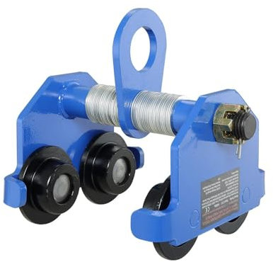 Manuelle Laufkatze, Tragkraft 4400 lbs/2 Tonnen, Schubträgerlaufkatze mit Doppelrädern, einstellbar für I-Trägerflanschbreite 2,5 bis 7, Hochleistungs-Garagenhebezeug aus legiertem Stahl für gerad